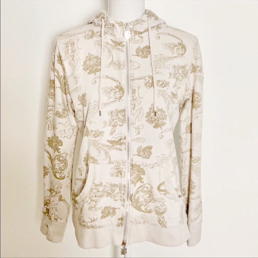 -BCBGMAXAZRIA-Vintage Print Cotton Hoodie-Large - Picture 1 of 5